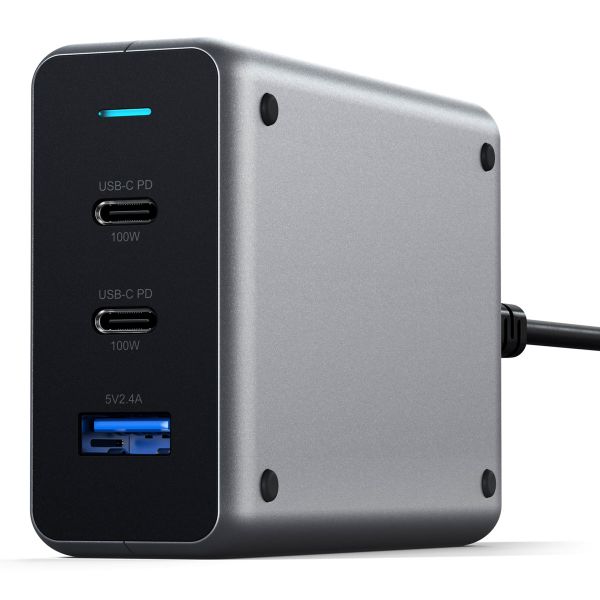 Satechi USB-C 100 Watt GaN Kompaktladegerät | Kompaktes Schnellladegerät mit Verlängerungskabel - Space Grau