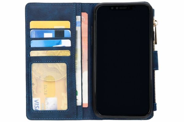 Luxuriöse Portemonnaie-Klapphülle Dunkelblau für das iPhone Xr