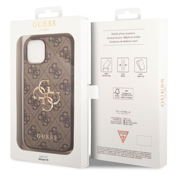Guess 4G Metal Logo Back Cover für das Apple iPhone 14 - Braun