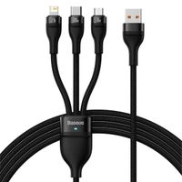 Baseus Flash Series 2 – 3-in-1-Schnellladekabel – USB-A zu USB-C/Lightning/Micro-USB – 100 Watt – 1,2 Meter – Schwarz