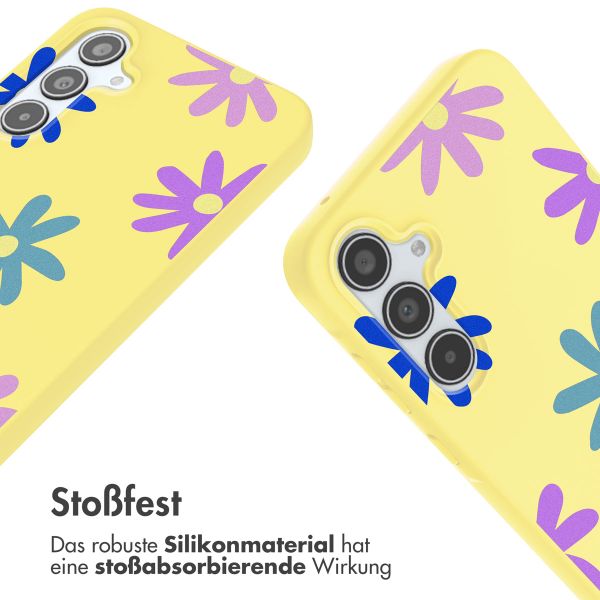 imoshion Silikonhülle design mit Band für das Samsung Galaxy A35 - Yellow Flower Distance