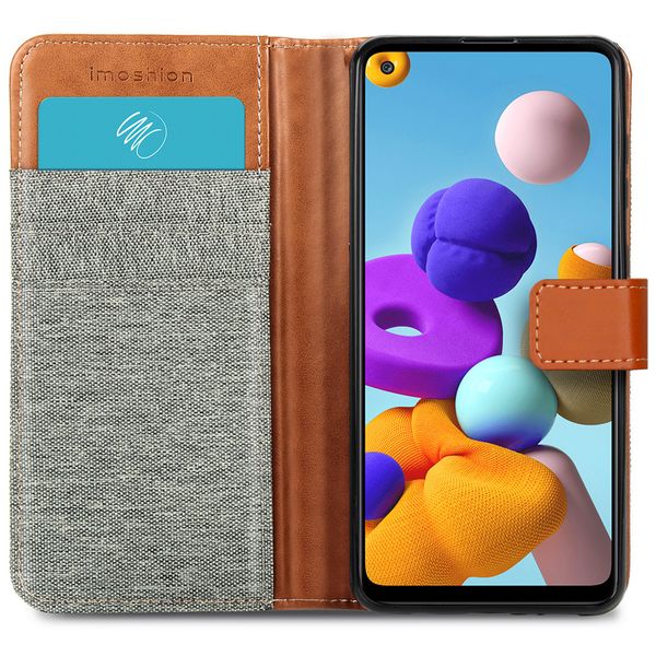 imoshion Luxuriöse Canvas-Klapphülle Samsung Galaxy A21s - Grau