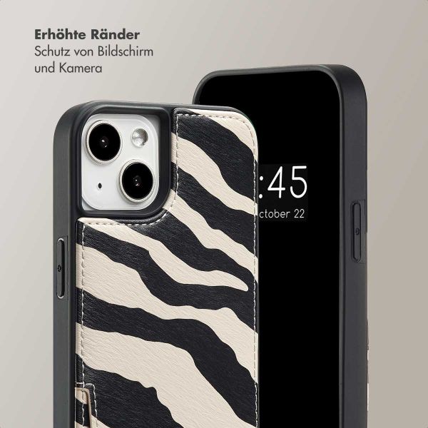 Selencia Nova HandyHülle mit Kordel und Kartenhalter Apple iPhone 14 / 13 - Zazzy Zebra