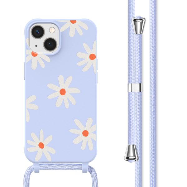 imoshion Silikonhülle design mit Band für das iPhone 13 - Lila Flower Distance