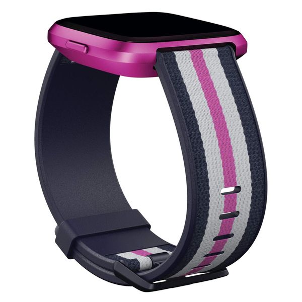 Fitbit Woven Armband für  Fitbit Versa / Versa 2 / Versa Lite - Größe S - Navy / Mulberry