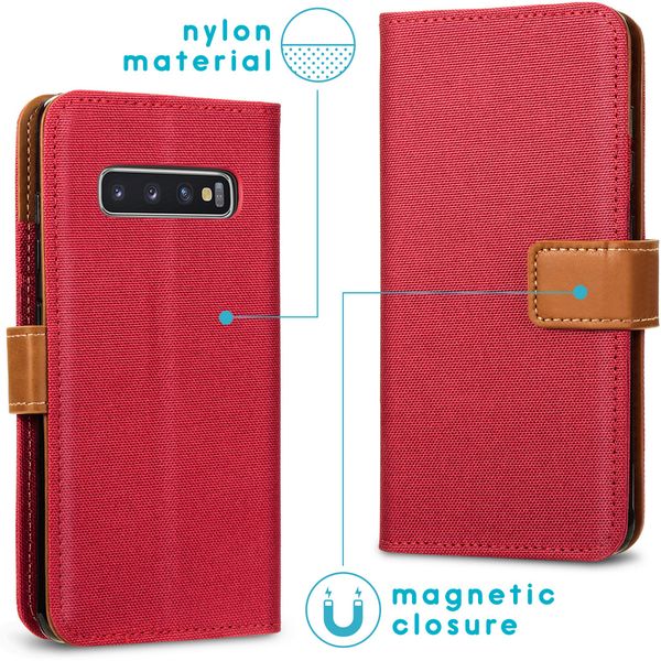imoshion Luxuriöse Canvas-Klapphülle Samsung Galaxy S10 - Rot