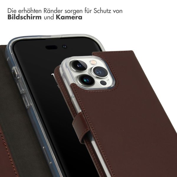 Selencia Echtleder Klapphülle Apple iPhone 14 Pro Max - Braun