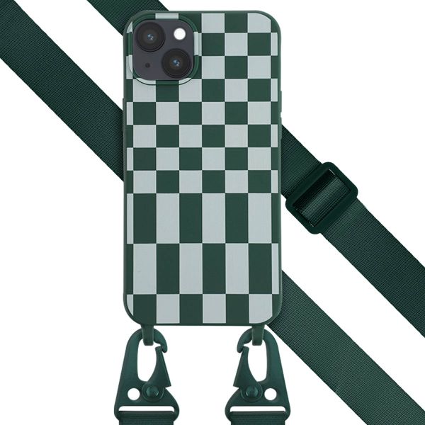 Selencia SilikonHülle design mit abnehmbarem Band Apple iPhone 14 Plus - Irregular Check Green