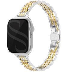 Selencia Jubilee inspiriertes schmales Edelstahlarmband für die Apple Watch Series 1 bis 9 / SE (38/40/41 mm) | Series 10 (42 mm) - Silber & Gold