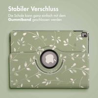 imoshion 360° drehbare Design Klapphülle Apple iPad 9 (2021) 10.2 Zoll / iPad 8 (2020) 10.2 Zoll / iPad 7 (2019) 10.2 Zoll - Green Flowers