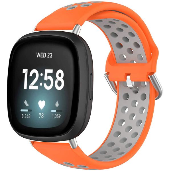 imoshion Silikonband Sport für das Fitbit Versa 4 / 3 / Sense (2) - Orange/Grau