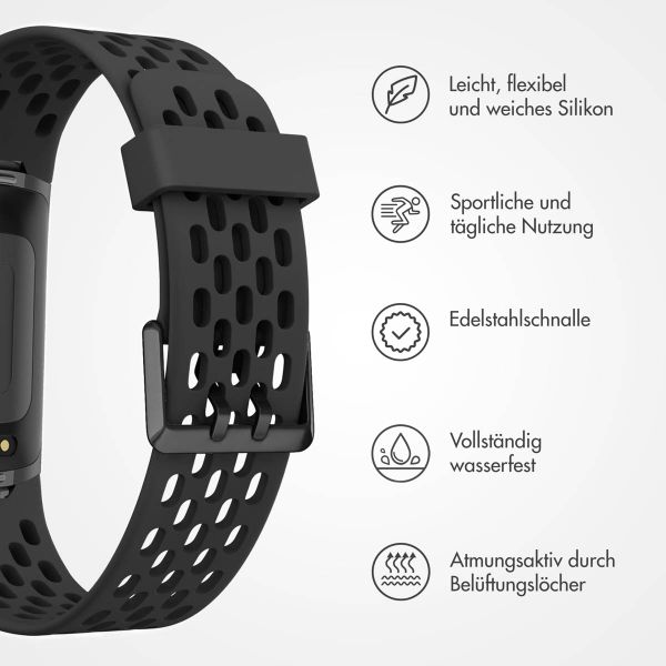 imoshion Silikon Sportarmband mit Löchern für die Fitbit Charge 5 / Charge 6 - Schwarz