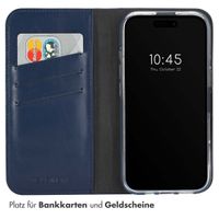 Selencia Echtleder Klapphülle für das Apple iPhone 16 Plus - Blau
