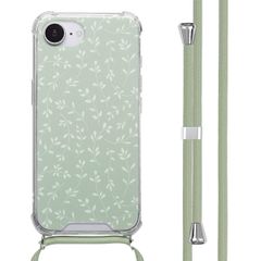 imoshion Design Hülle mit Band Apple iPhone 16e - Smoke Green Flowers