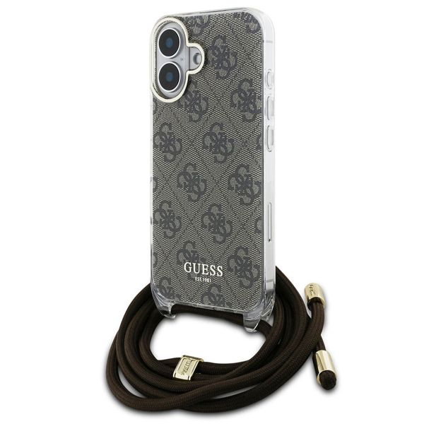 Guess Backcover mit Band 4G Print für das iPhone 16 - Braun