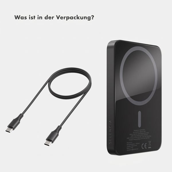 Selencia Vivid Powerbank 5.000 mAh - MagSafe und Qi - Black / Bonbon Stripe Raspberry