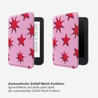 Selencia Vivid Klapphülle Kobo Clara Colour / Clara BW - Stars Rubine Red Light Pink
