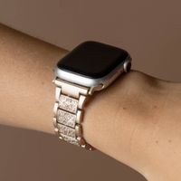 Selencia Sparkle Armband für das  Apple Watch Series 1 t/m 9 / SE (38/40/41 mm) | Series 10 / 11 (42 mm) - Champagne Gold