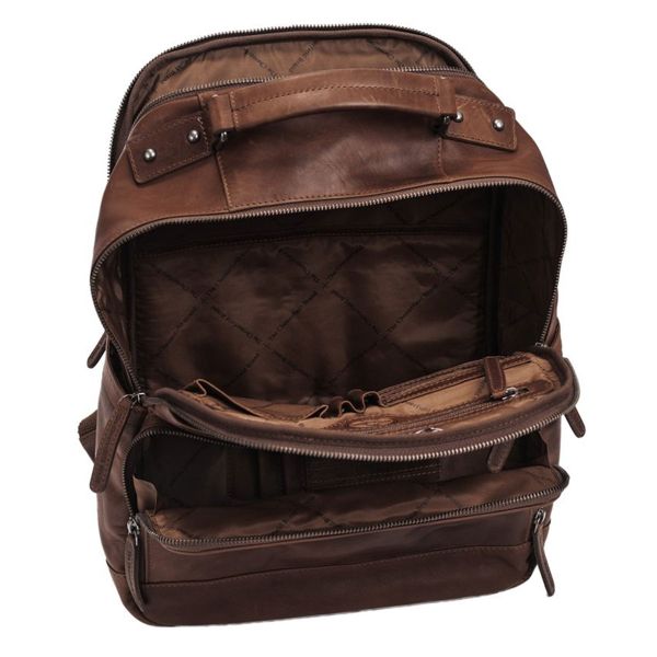 The Chesterfield Brand Austin Laptop Rucksack 14 Zoll - Echtes Leder - Dunkelbraun