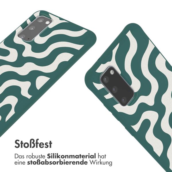 imoshion Silikonhülle design mit Band für das Samsung Galaxy S20 - Petrol Green Groovy