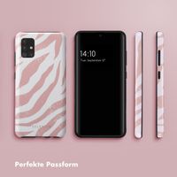 Selencia Vivid Tough Back Cover für das Samsung Galaxy A51 - Colorful Zebra Old Pink