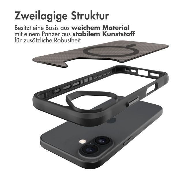imoshion Rugged Hybrid Carbon Case mit MagSafe für das Apple iPhone 16 Plus - Schwarz
