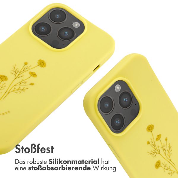 imoshion Silikonhülle design mit Band für das iPhone 14 Pro - Flower Yellow