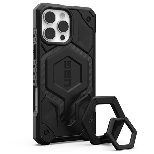 UAG Monarch Pro Back Cover + Magnetic Ring Stand für das iPhone 16 Pro Max - Carbon Fiber