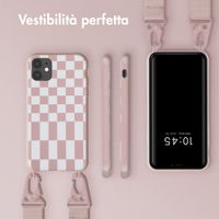 Selencia SilikonHülle design mit abnehmbarem Band Apple iPhone 11 - Irregular Check Sand Pink
