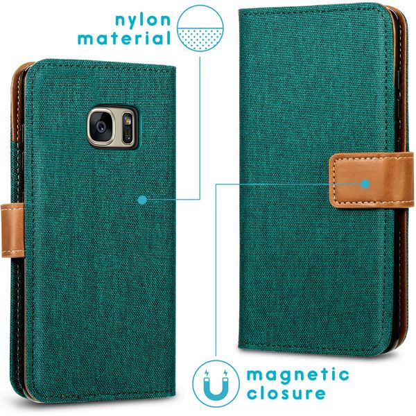 imoshion Luxuriöse Canvas-Klapphülle Samsung Galaxy S7 - Grün