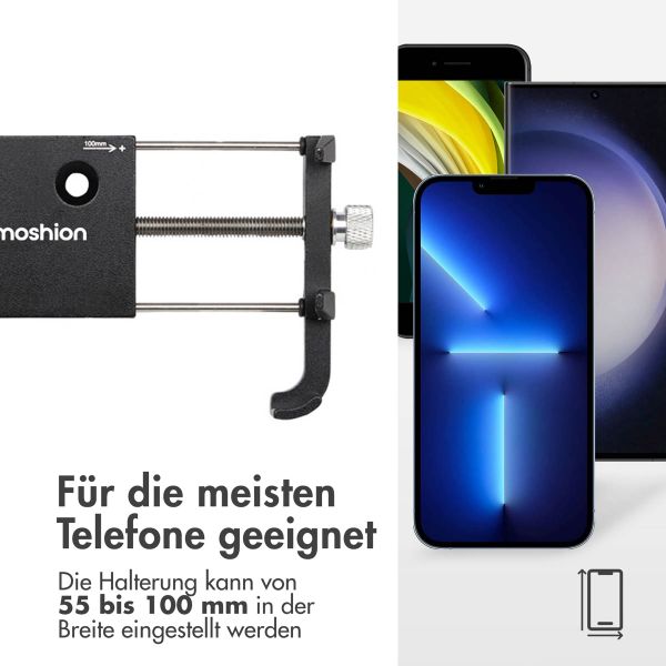 imoshion Handyhalterung für Fahrrad und Motorrad - Aluminium - Leicht - Verstellbar - Schwarz