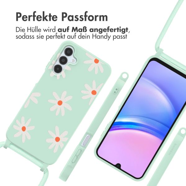 imoshion Silikonhülle design mit Band für das Samsung Galaxy A15 (5G/4G) - Green Flower Distance