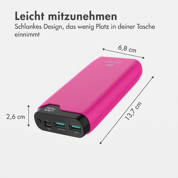 imoshion Powerbank 20.000 mAh - 22,5W Schnellladegerät - USB-C / USB-A - Hot Pink