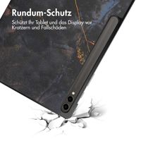 imoshion Design Trifold Klapphülle für das Samsung Galaxy Tab S10 Plus / Tab S9 Plus - Black Marble