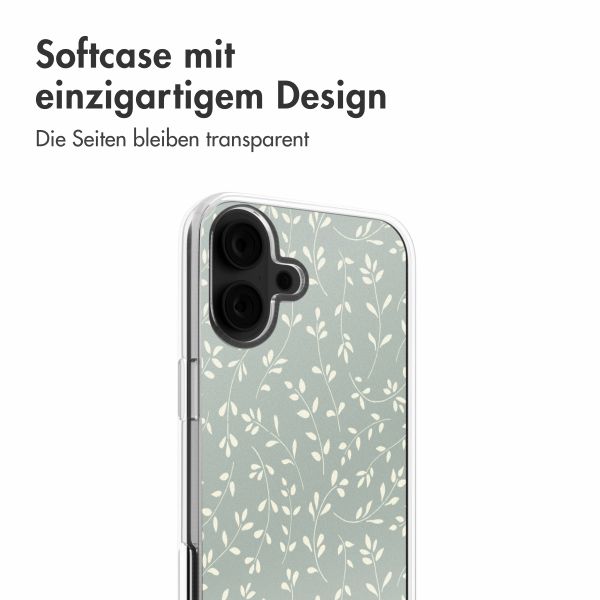 imoshion  Design Hülle für das iPhone 16 - Smoke Green Flowers