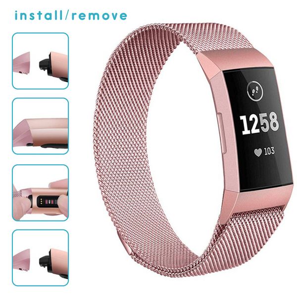 imoshion Milanese Watch Armband Fitbit Charge 3 / 4 - Rose Gold