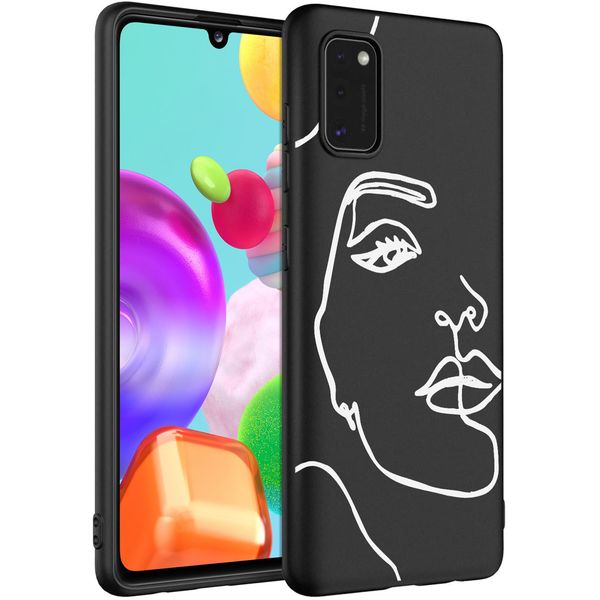 imoshion Design Hülle Samsung Galaxy A41 - Abstraktes Gesicht - Weiß