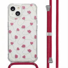 imoshion Design Hülle mit Band Apple iPhone 14 - Dusty Rose Connected Hearts