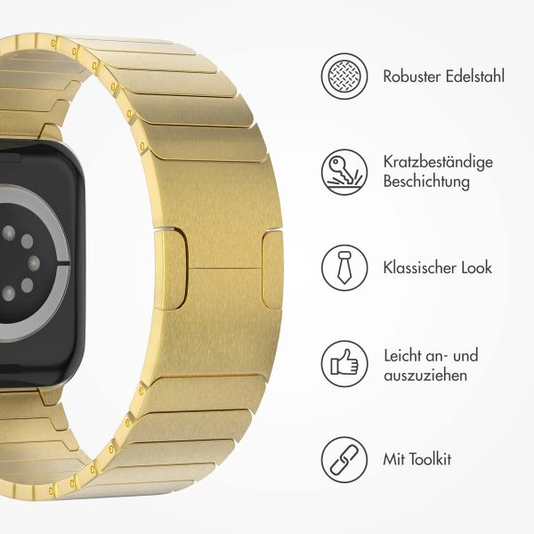 Selencia Gliederarmband aus Edelstahl für die Apple Watch Series 1 bis 9 / SE (38/40/41 mm) | Series 10 (42 mm) - Gold