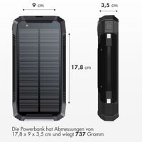 imoshion ﻿Solar Powerbank – Kabellose Powerbank mit Solarpanel – Schnellaufladung und Stromversorgung – 30.000 mAh – Schwarz