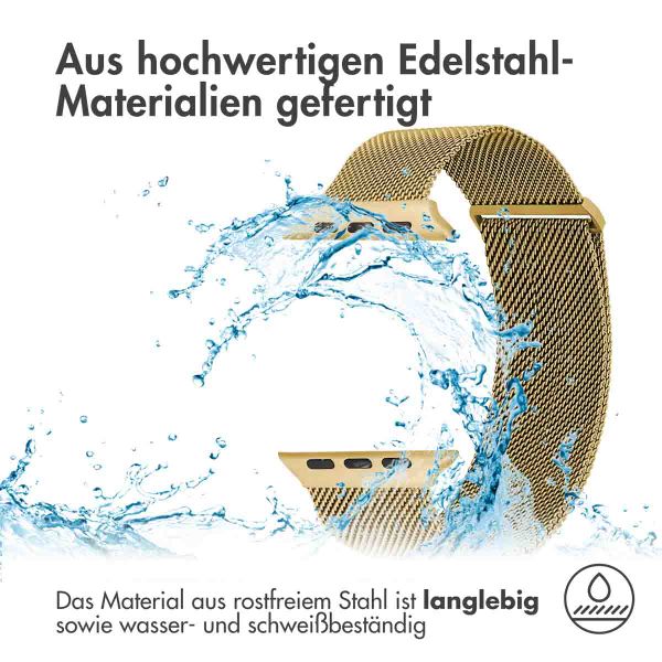 imoshion Mailändische Magnetarmband für die Apple Watch Series 1 bis 10 / SE / Ultra (2) (44/45/46/49 mm) - Größe M - Gold