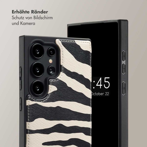 Selencia Nova HandyHülle mit Kordel und Kartenhalter Samsung Galaxy S24 Ultra - Zazzy Zebra