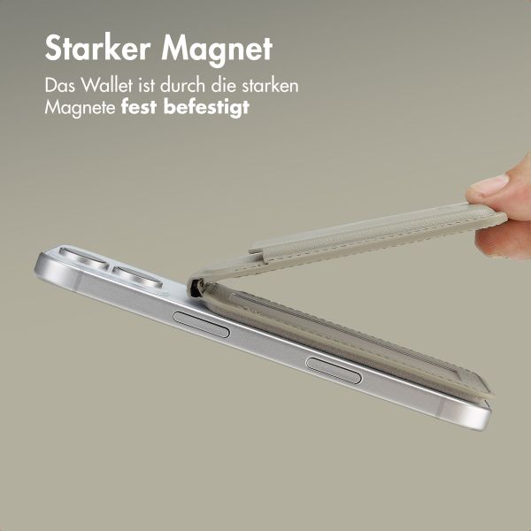 Accezz Leder-Wallet mit Standfunktion - Geeignet für MagSafe und Qi2 - Light Grey