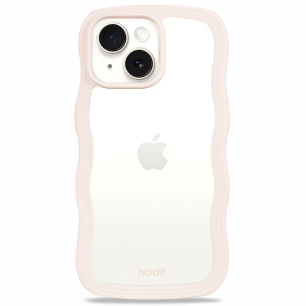 Holdit Wavy Case für das iPhone 14/15 Plus - Light Beige / Transparent