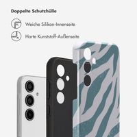 Selencia Vivid Tough Back Cover für das Samsung Galaxy A35 - Colorful Zebra Pine Blue