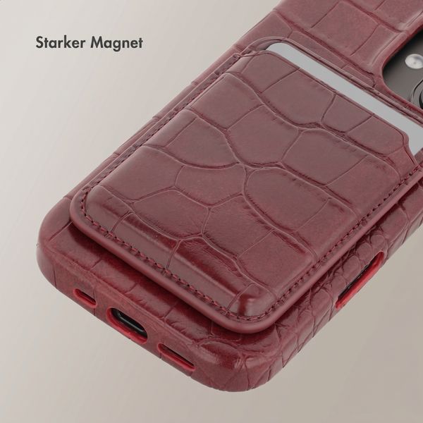 Selencia Croco Kartenhalter mit MagSafe - Burgundy
