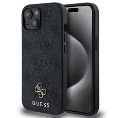 Guess 4G Metal Logo Back Cover MagSafe für das iPhone 15 - Schwarz