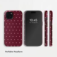 Selencia Vivid Back Cover Apple iPhone 15 - Happy Dots Burgundy