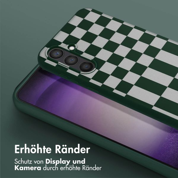 Selencia SilikonHülle design mit abnehmbarem Band Samsung Galaxy S23 FE - Irregular Check Green