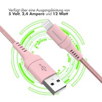 imoshion ﻿Lightning- auf USB-Kabel – nicht MFi-zertifiziert – Geflochtenes Gewebe – 2 m – Rosa